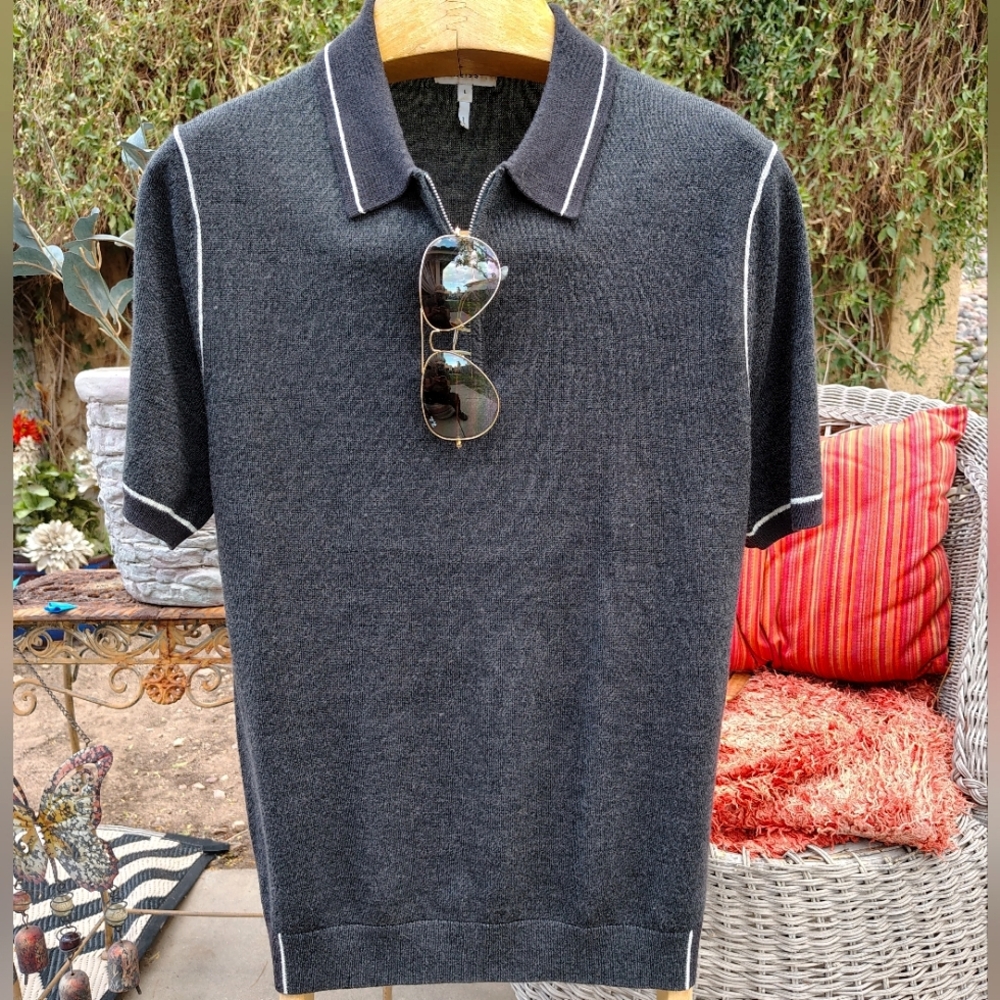 Reiss Short Sleeve Zip Front Polo